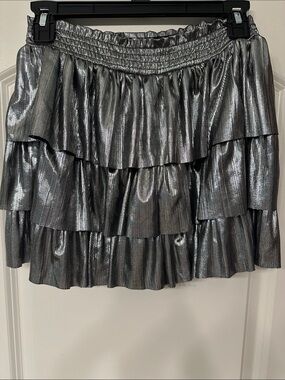 Target Metallic Silver Tiered Ruffle Skirt